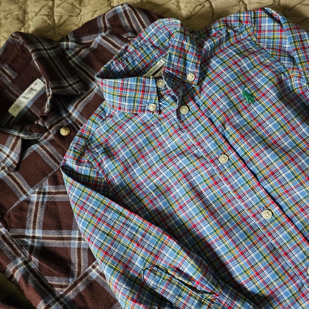Two bottom down dress shirt - 1  Zara - 1 polo ralph lauren (18 months )